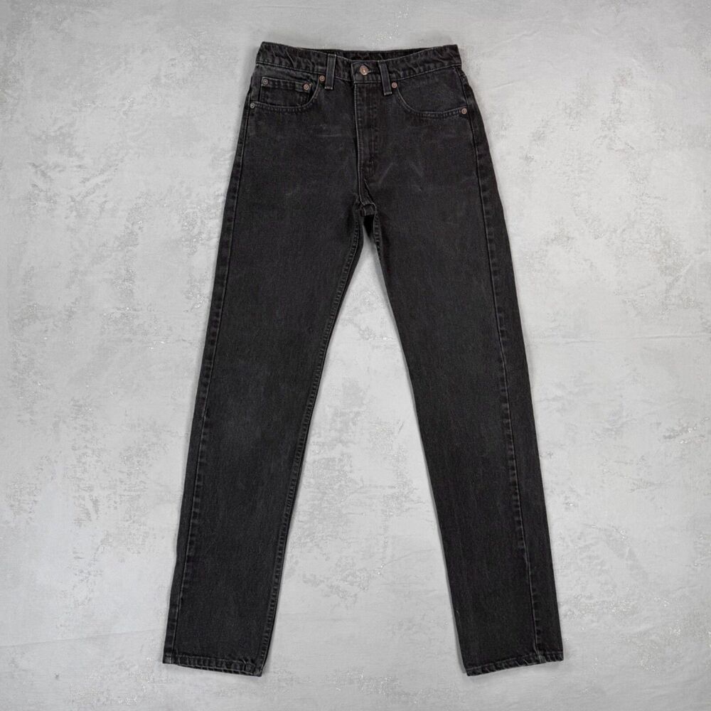 Vintage 1995 Levi's 505 Black Denim Red Tab Jeans MADE IN USA Fit 29 x 35